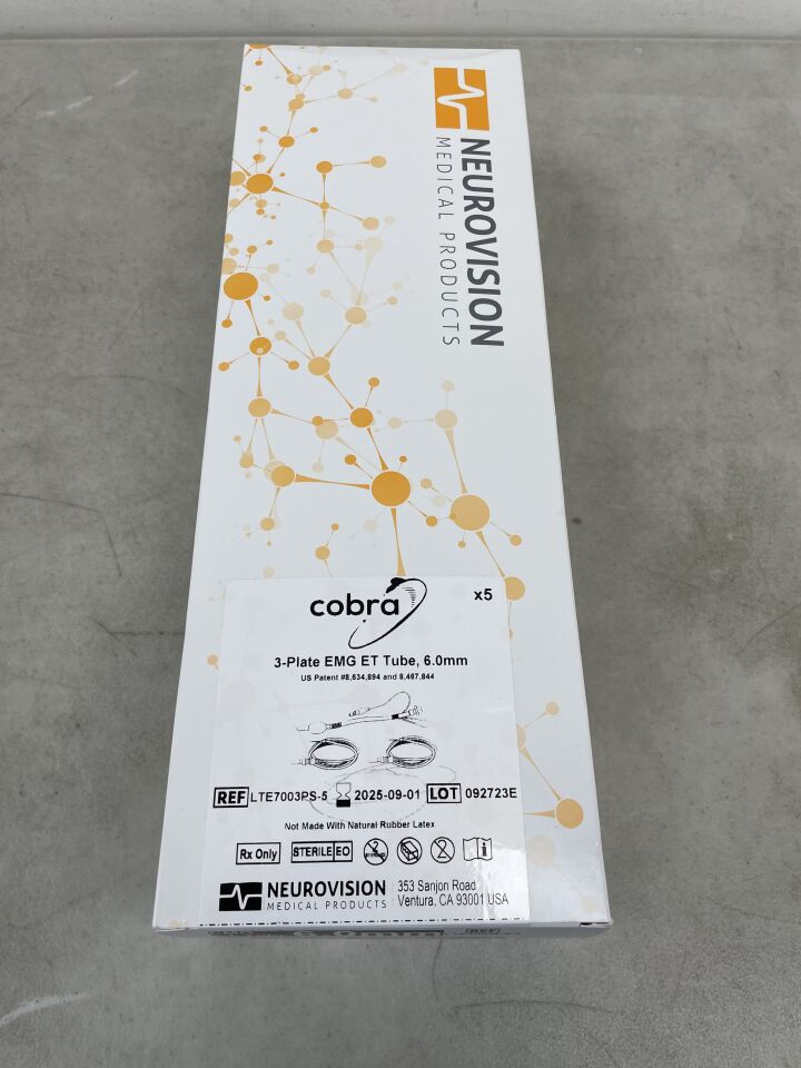LTE7003PS-5 - NEUROVISION - Cobra 3-Plate EMG ET Tube & Two Subdermal Needles 6.0mm, (BX/5) - ( Expiry Date: 2025-09-01 )