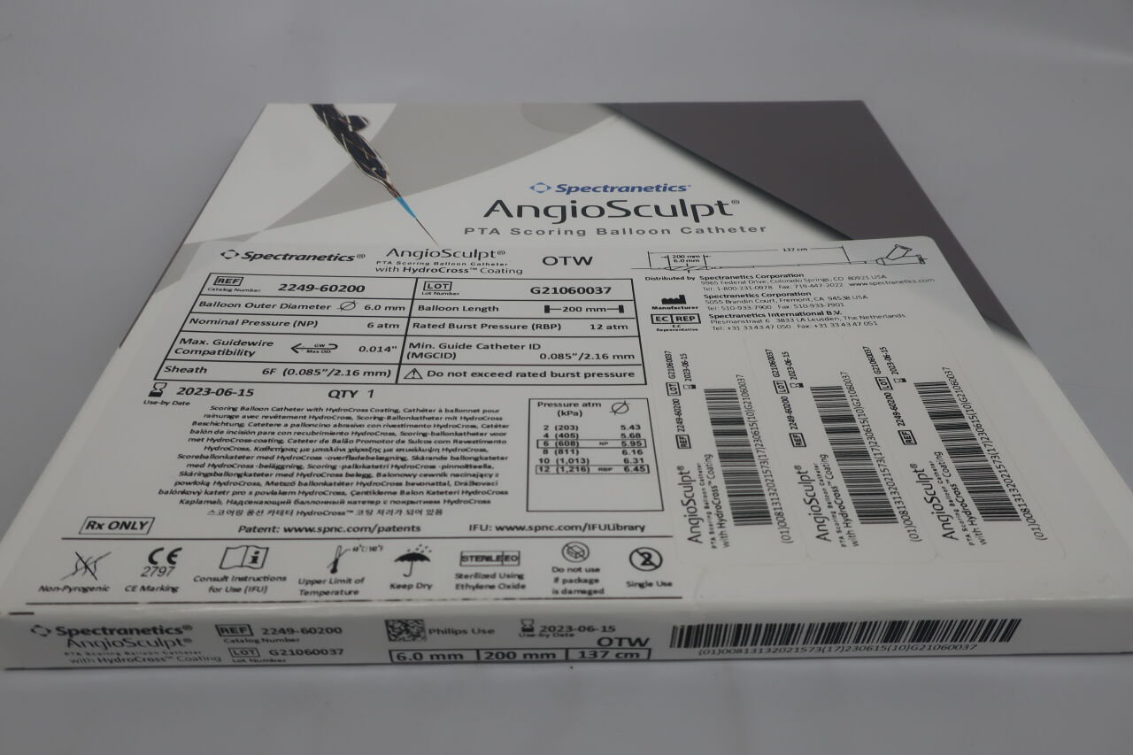 2249-60200 - SPECTRANETICS - AngioSculpt XL PTA Scoring Balloon Catheter, 6 dia. x 200 mm Balloon Length, (BX/1) - ( Expiry Date: 2025-09-19 )