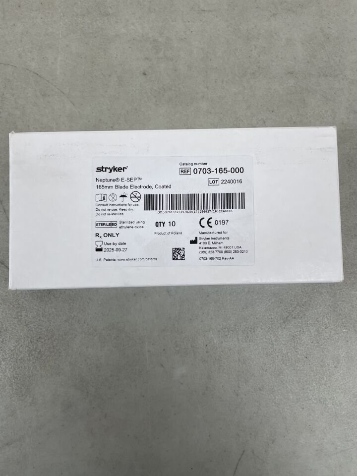0703-165-000 - STRYKER - Neptune E-SEP 165mm Blade Electrode, Coated, (BX/10) - ( Expiry Date: 2025-09-27 )