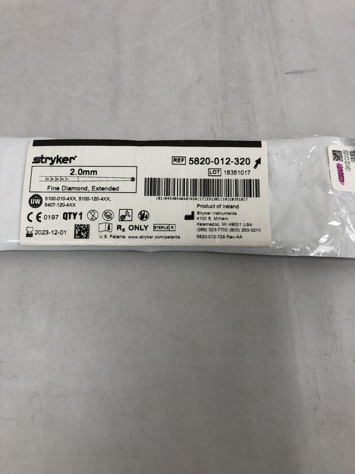 5820-012-320 - STRYKER - Fine Diamond, Extended, 2.0mm, (EA) - ( Expiry Date: 2025-11-01 )