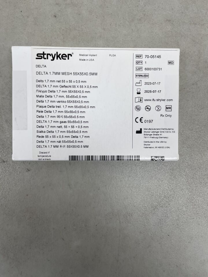 70-05145 - STRYKER - DELTA 1.7MM MESH, 55 x 55 x 0.5mm, (BX/1) - ( Expiry Date: 2025-07-17 )