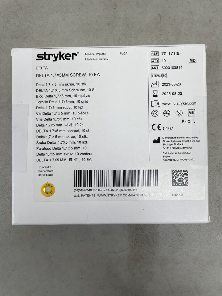 70-17105 - STRYKER - Delta 1.7mm x 5mm Screw, (BX/10) - ( Expiry Date: 2025-08-23 )