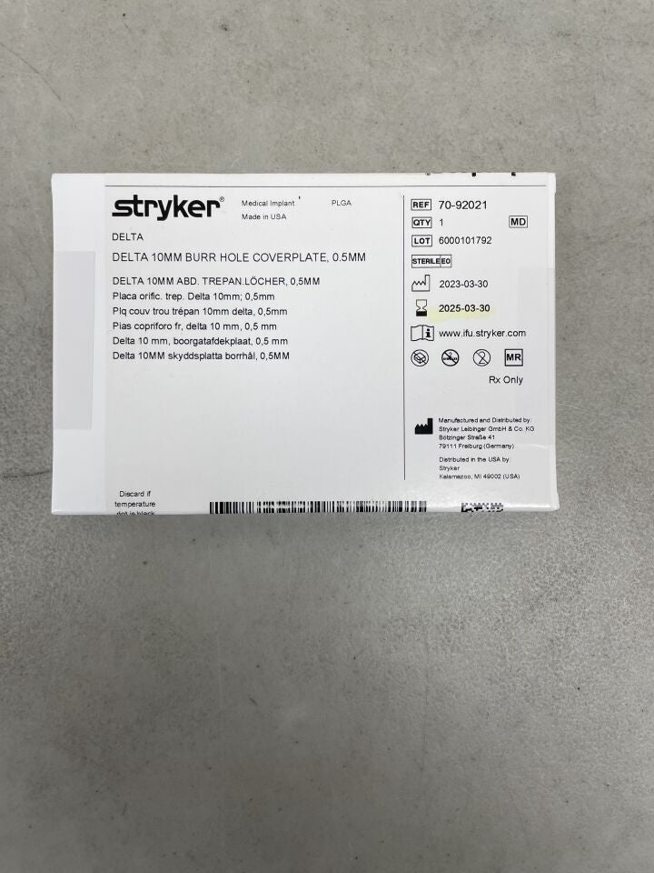70-92021 - STRYKER - delta 10mm burr hole coverplate, 0.5mm, (BX/1) - ( Expiry Date: 2025-03-30 )