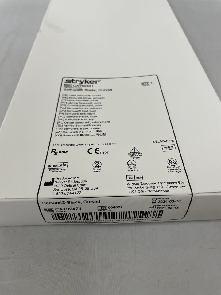 CAT02421 - STRYKER - Pivot Samurai Curved Blade, Full Radius (No Box), (BX/1) - ( Expiry Date: 2025-10-27 )