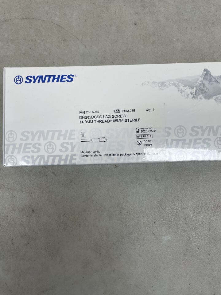 280.505S - SYNTHES - dhs/dcs lag screw 14.0mm thread/105mm, (BX/1) - ( Expiry Date: 2025-03-31 )