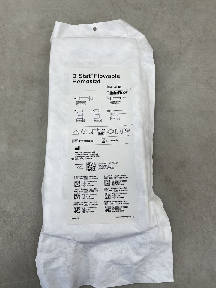 4000 - TELEFLEX - Vascular Solutions D-Stat Flowable Hemostat
, () - ( Expiry Date: 2025-10-14 )