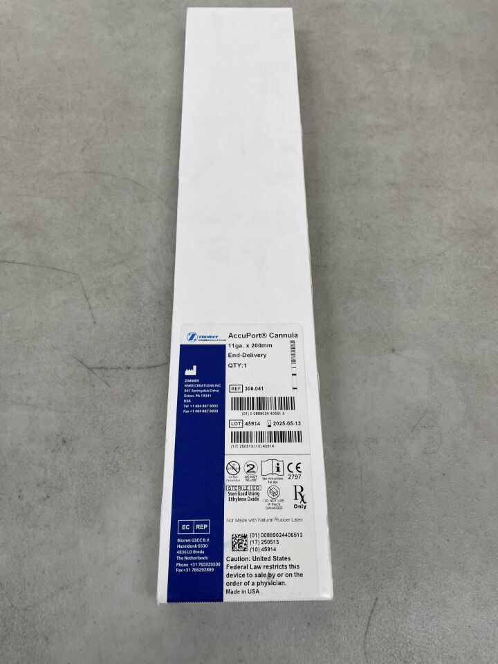 308.041 - ZIMMER - AccuPort Cannula, End Delivery, 11G x 20mm, (BX/1) - ( Expiry Date: 2025-05-13 )