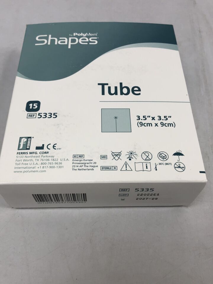 5335 - FERRIS - 3.5in X 3.5in Shapes by PolyMem Tube Dressing, (BX/15) - ( Expiry Date: 2027-08-31 )