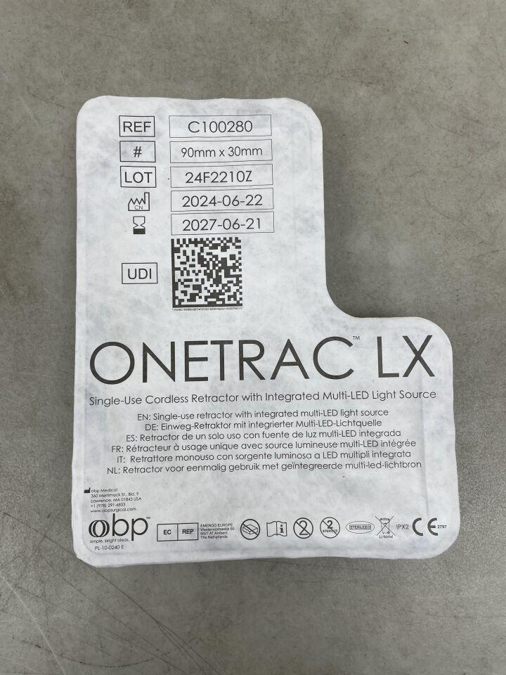 C100280 - OBP - ONETRAC LX with Built-In Single-Use Multi-LED Light Source, 90 x 30mm, (EA) - ( Expiry Date: 2027-06-21 )