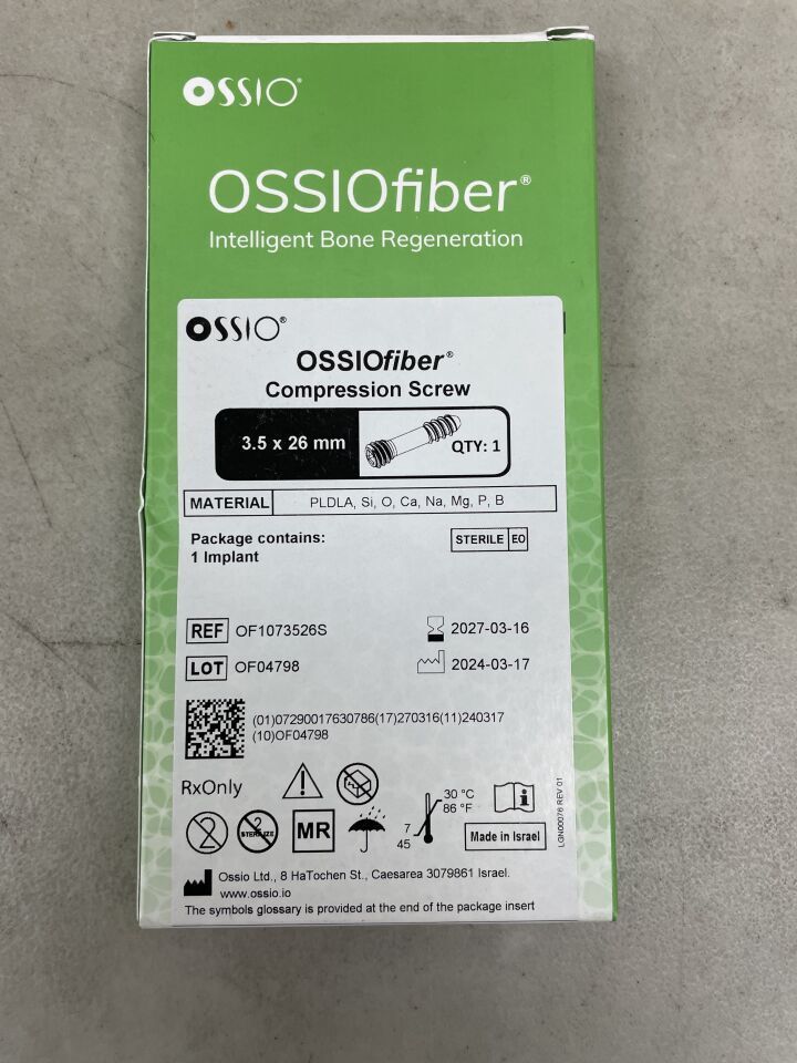 OF1073526S - OSSIO - OSSIOfiber Compression Screw, 3.5 x 26mm, (BX/1) - ( Expiry Date: 2027-03-16 )