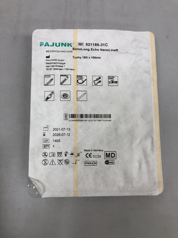 521185-31C - PAJUNK - Sonolong Echo Nanoline Kit, Tuohy Tip, 18G X 100mm, (EA) - ( Expiry Date: 2026-07-12 )