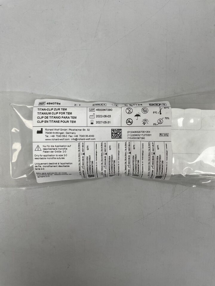 4840764 - RICHARD WOLF - Biocompatible titanium suture clip for Transanal Endoscopic Microsurgery (TEM), (EA) - ( Expiry Date: 2027-05-31 )