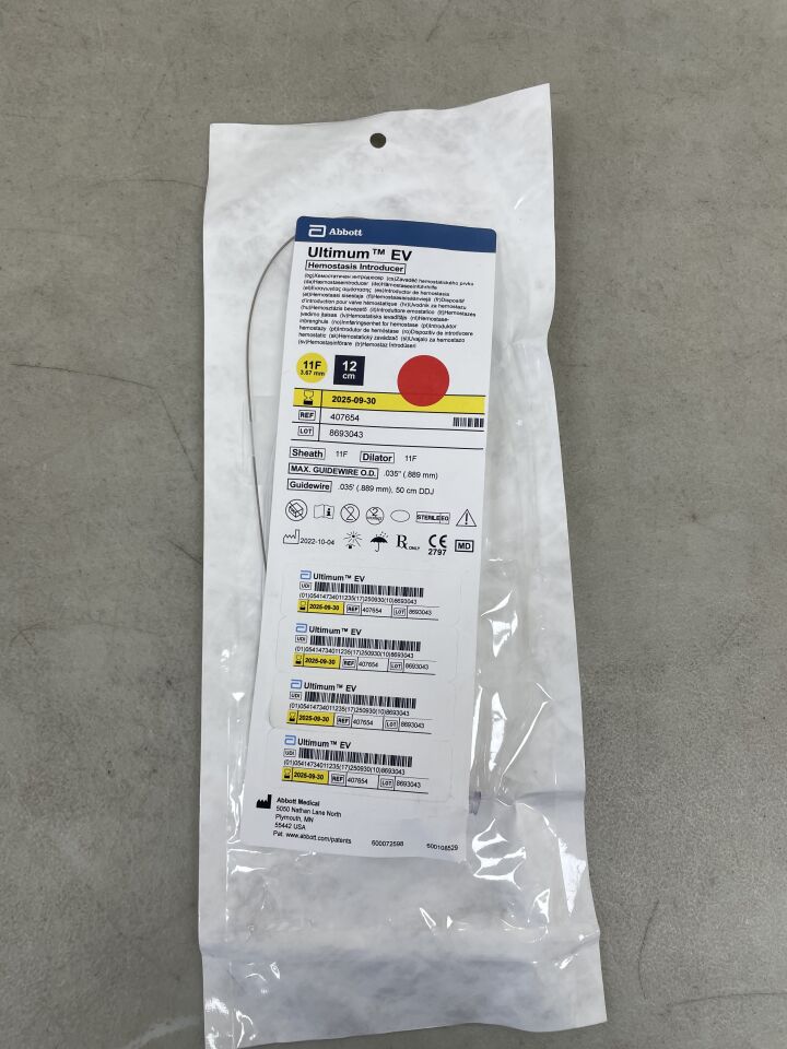 407654 - ABBOTT - Ultimum EV Hemostasis Introducer - 11Fr x 12cm, (EA) - ( Expiry Date: 2025-09-30 )