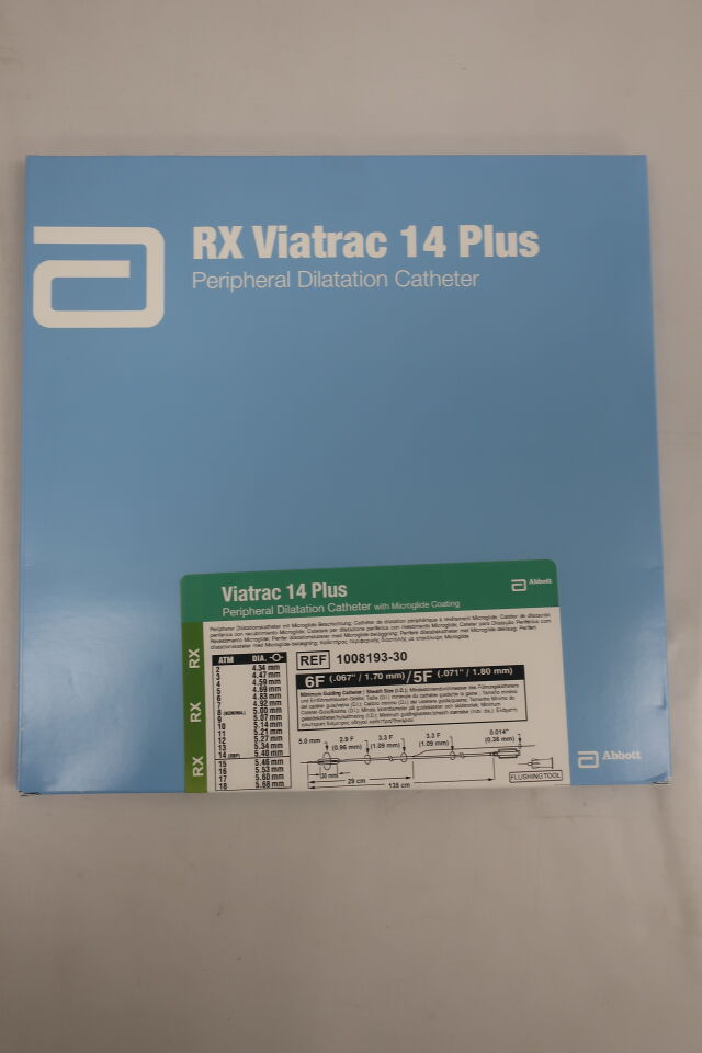 1008193-30 - ABBOTT - VIATRAC 14 Plus Peripheral Dilatation Catheter 5.0 mm x 30 mm x 135 cm, (BX/1) - ( Expiry Date: 2023-07-31 )