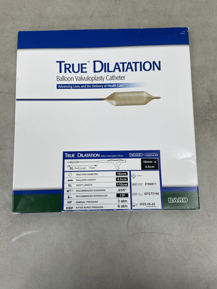 0184511 - BARD - True Dilatation Balloon Valvuloplasty Catheter 18mm x 45mm, 110cm, (BX/1) - ( Expiry Date: 2025-08-31 )