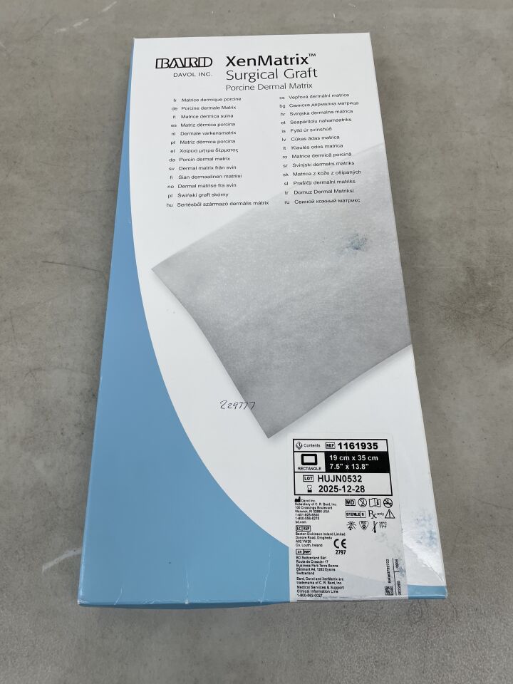 1161935 - BARD - XenMatrix Surgical Graft, 19 cm x 35 cm (7.5" x 13.8"), Rectangle, (BX/1) - ( Expiry Date: 2025-09-30 )