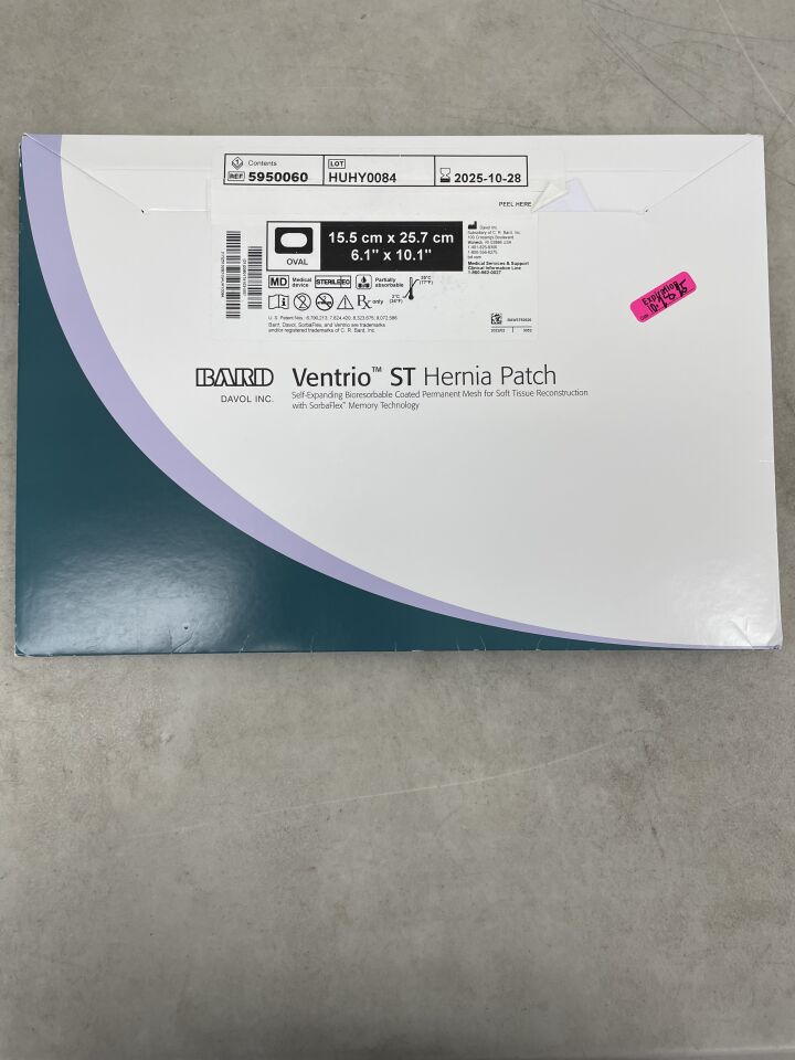 5950060 - BARD - Mesh Ventrio ST Hernia Patch, Midline 15.5cm x 25.7cm, (BX/1) - ( Expiry Date: 2025-09-30 )