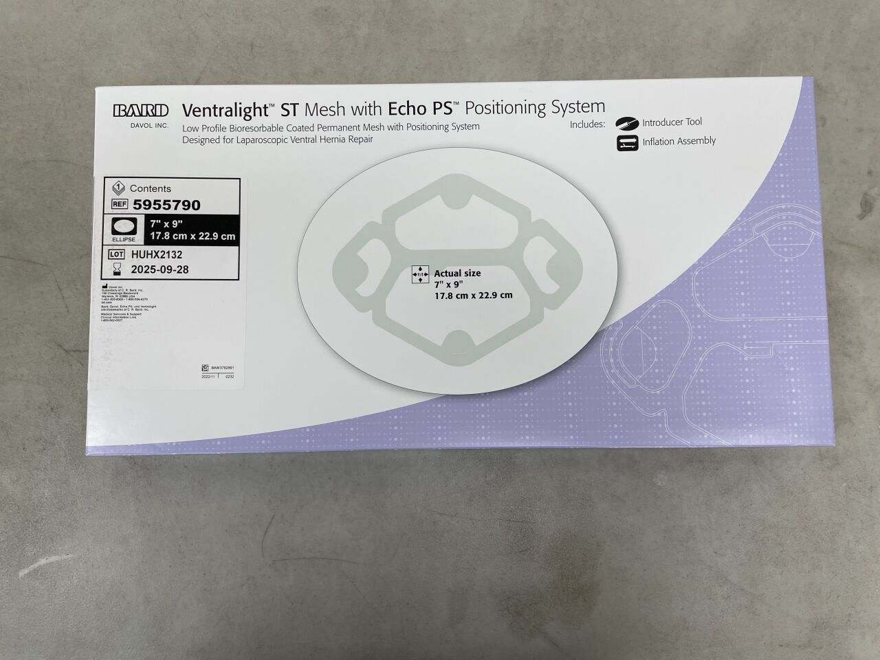 5955790 - BARD - Ventralight ST Mesh, Ellipse 7" x 9" w/Echo PS, (BX/1) - ( Expiry Date: 2024-12-31 )