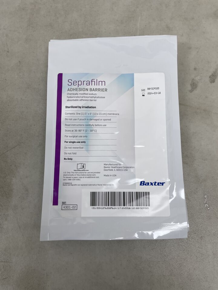 4301-02 - BAXTER - Genzyme Seprafilm Adhesion Barrier: 5" x 6", (EA) - ( Expiry Date: 2025-12-31 )