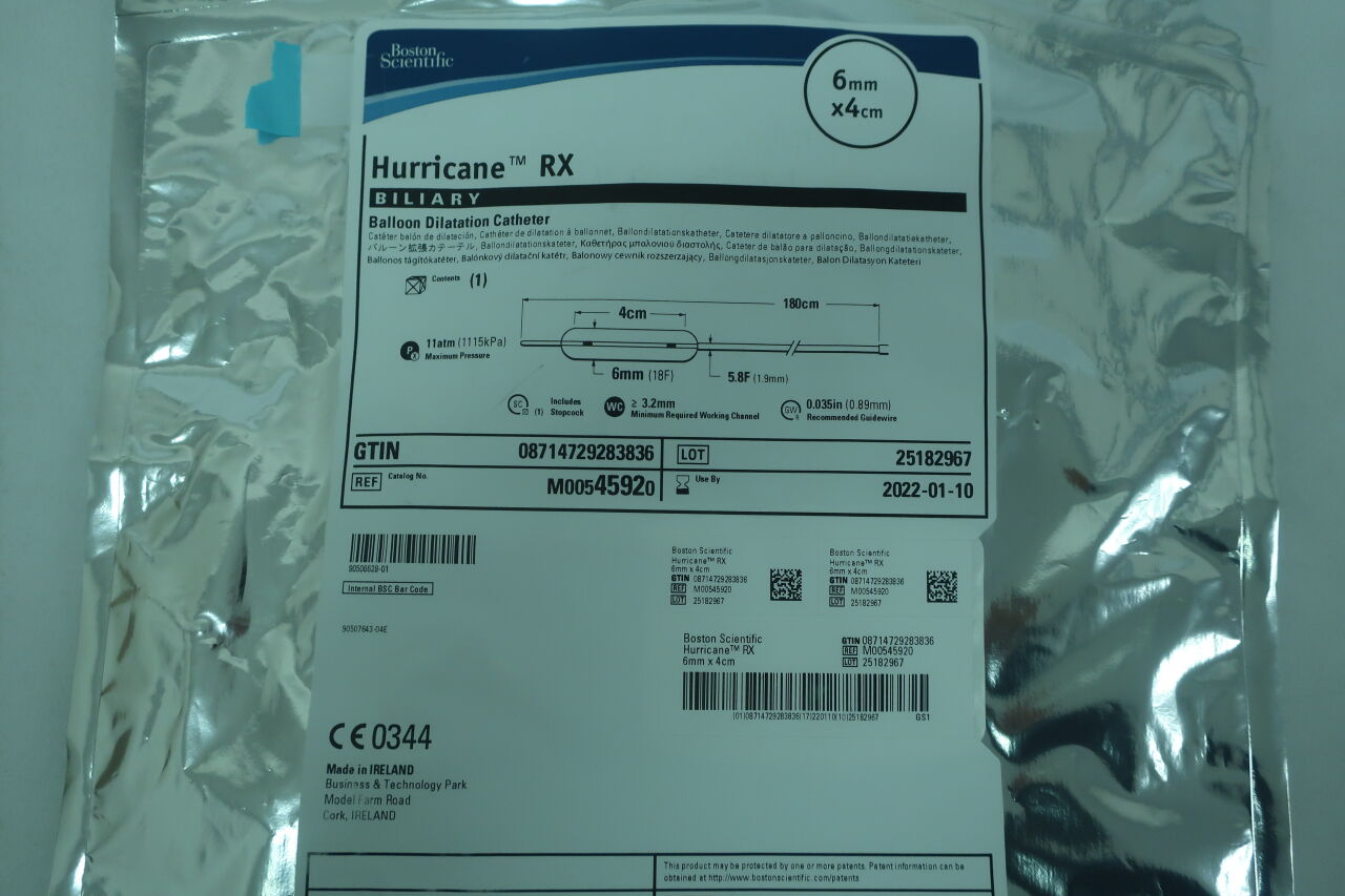 4592 - BOSTON SCIENTIFIC - Hurricane RX Balloon Dilatation Catheter - Biliary - 6mm x 4cm, () - ( Expiry Date: 2025-10-31 )