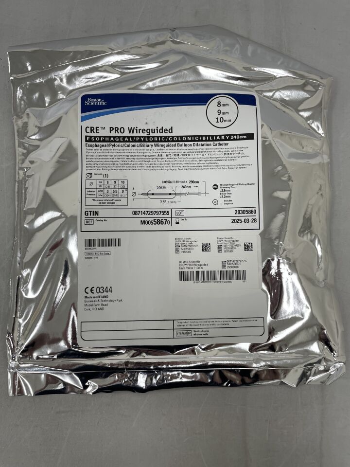 5867 - BOSTON SCIENTIFIC - CRE PRO Wireguided Balloon Dilatation Catheter - Esophageal/Pyloric/Colonic/Biliary - 8mm x 9mm x 10mm, (EA) - ( Expiry Date: 2026-02-28 )
