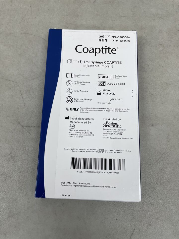 890300 - BOSTON SCIENTIFIC - Coaptite Injectable Implant, 1mL, (BX/1) - ( Expiry Date: 2025-12-28 )