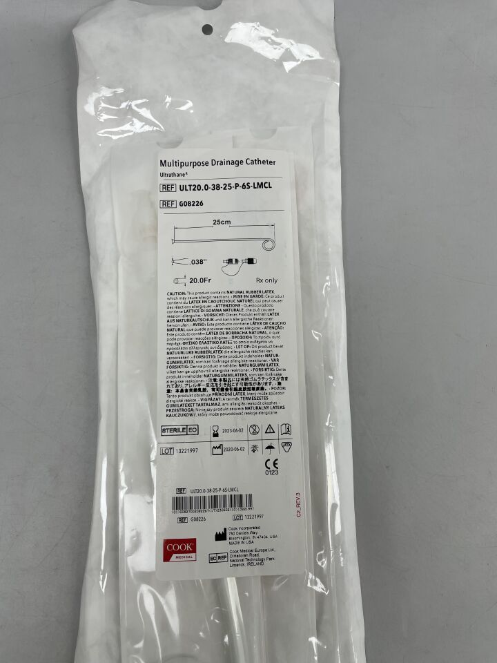 G08226 - COOK - Multipurpose Drainage Catheter Ultrathane 20F, (EA) - ( Expiry Date: 2025-11-14 )