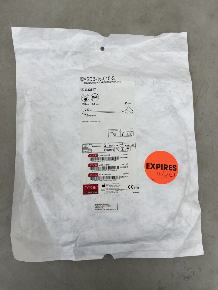G22647 - COOK - AcuSnare Polypectomy Duck-Bill Snare, 1.5 cm Size, 7 Fr Sheath Size, (EA) - ( Expiry Date: 2025-06-22 )