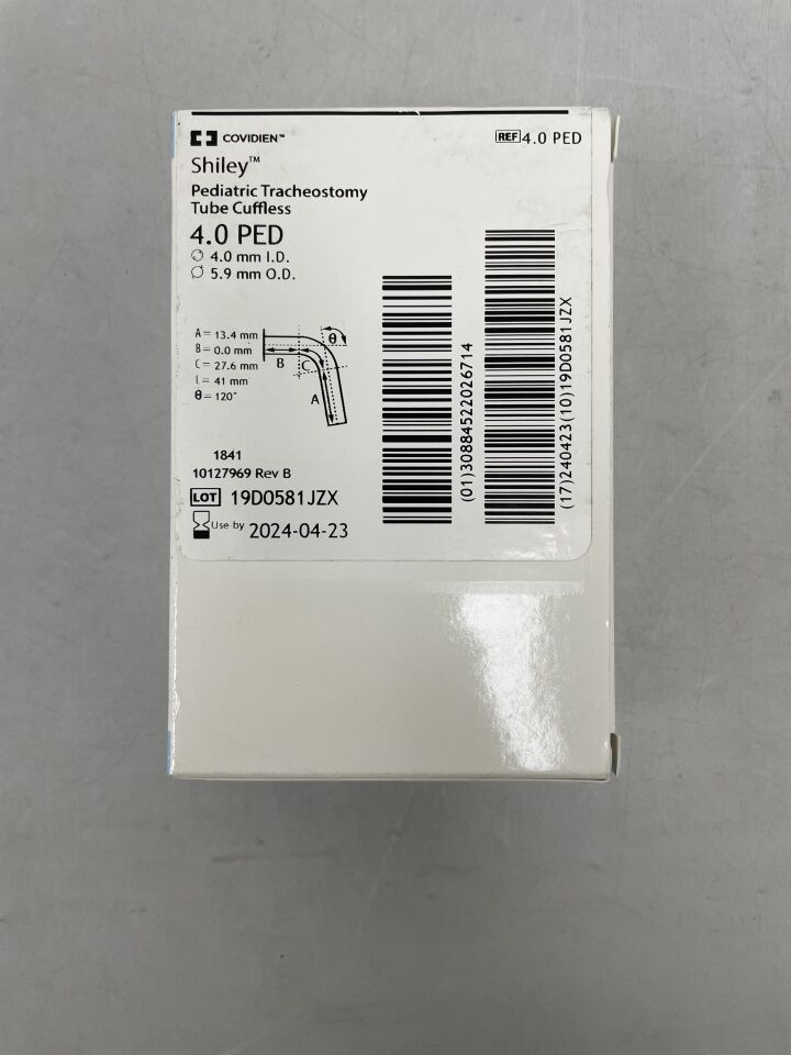 4.0 PED - COVIDIEN - Tracheostomy Tube, 4 Size, 41 mm Length, 5.9 x 6mm, (BX/1) - ( Expiry Date: 2025-07-18 )