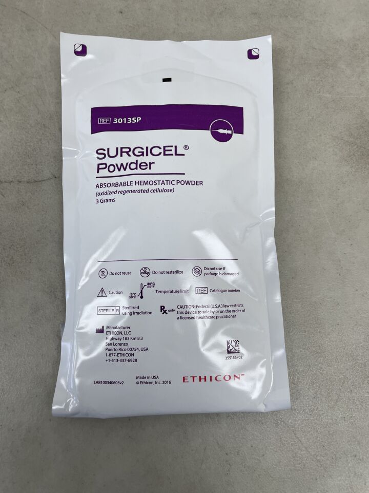 3013SP - ETHICON - Surgicel Powder Absorbable Hemostat, 3 g, (EA) - ( Expiry Date: 2025-12-31 )