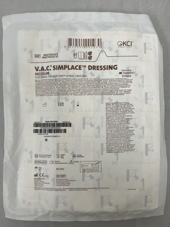 M8275040 - KCI - V.A.C. Simplace Medium Dressing Kit, (EA) - ( Expiry Date: 2025-02-19 )