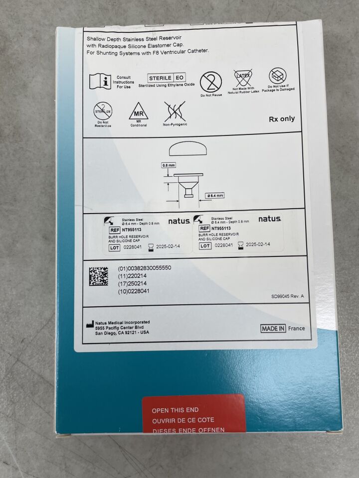 NT955113 - NATUS - burr hole reservoir and silicone cap, (BX/1) - ( Expiry Date: 2025-12-31 )