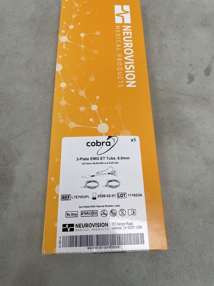 LTE7003PL - NEUROVISION - Cobra 3-Plate EMG Endotracheal Tube, 8 mm, (BX/1) - ( Expiry Date: 2025-08-31 )