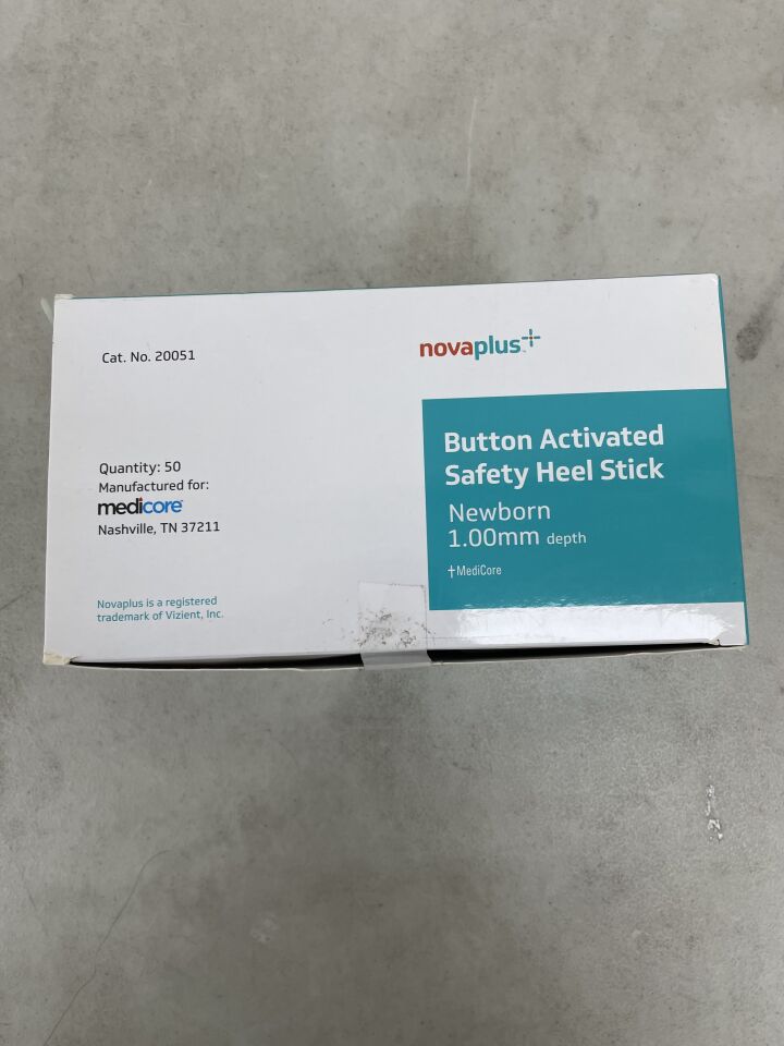 20051 - NOVAPLUS - Newborn Button Activated Safety Heel-Stick Lancet, (BX/50) - ( Expiry Date: 2025-12-31 )