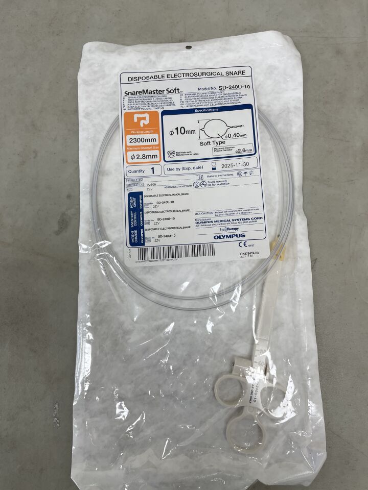 SD-240U-10 - OLYMPUS - Snaremaster Single-Use Soft Oval Electrosurgical Snare, 2300 mm Working Length, 10 mm dia. Loop, (EA) - ( Expiry Date: 2025-11-03 )