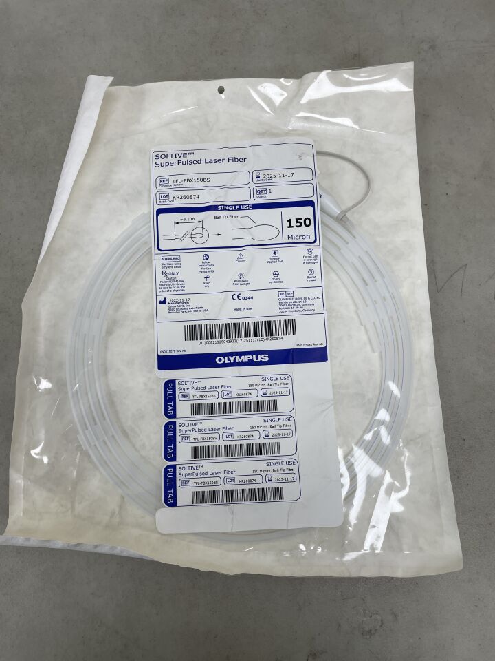 TFL-FBX150BS - OLYMPUS - SOLTIVE SuperPulsed Ball Tip Laser Fiber 150µm
, () - ( Expiry Date: 2025-01-31 )