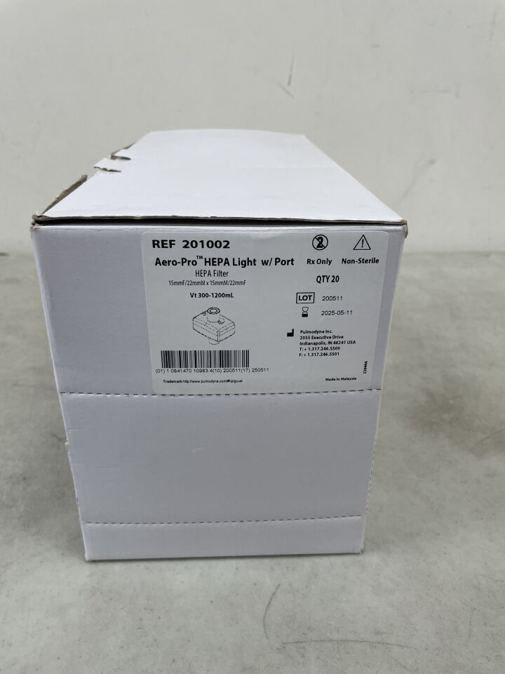 201002 - PULMODYNE - Aero-Pro HEPA Light with Port, 15mmF x 15mmM/22mmF, (BX/20) - ( Expiry Date: 2025-08-15 )