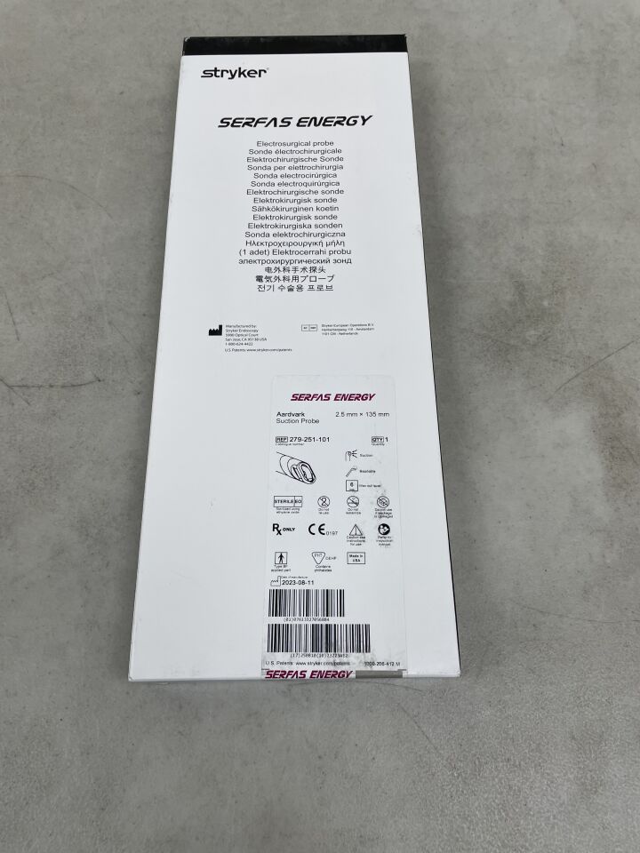 279-251-101 - STRYKER - Serfas Energy Aardvark Suction Probe, 2.5 dia. x 135 mm Length, (BX/1) - ( Expiry Date: 2025-06-14 )