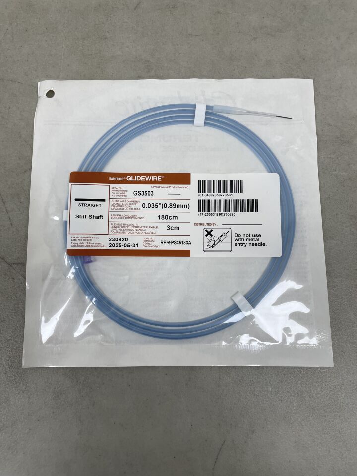 GS3503 - TERUMO - Radifocus Glidewire - Straight Stiff Shaft - .035" x 180cm x 3cm, (EA) - ( Expiry Date: 2025-09-26 )