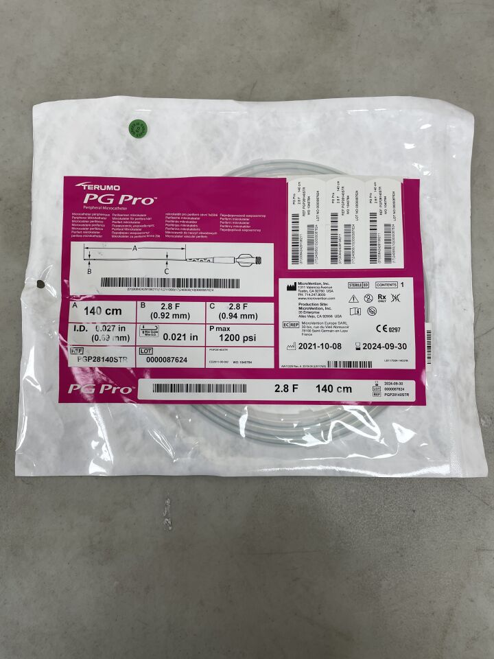 PGP28140STR - TERUMO - PG Pro Peripheral Microcatheter, 140cm length, 2.8F, (EA) - ( Expiry Date: 2025-09-30 )