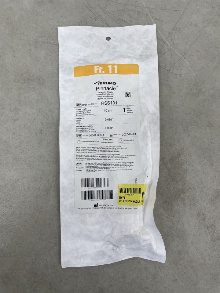 RSS101 - TERUMO - Pinnacle Introducer Sheath, 11 Fr ID x 10 cm Length, (EA) - ( Expiry Date: 2025-09-16 )