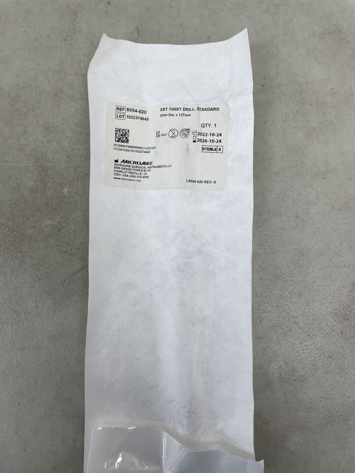 8054-020 - MICRO-AIRE - SST Twist Drill Standard 2mm Dia x 127mm, (EA) - ( Expiry Date: 2026-10-24 )