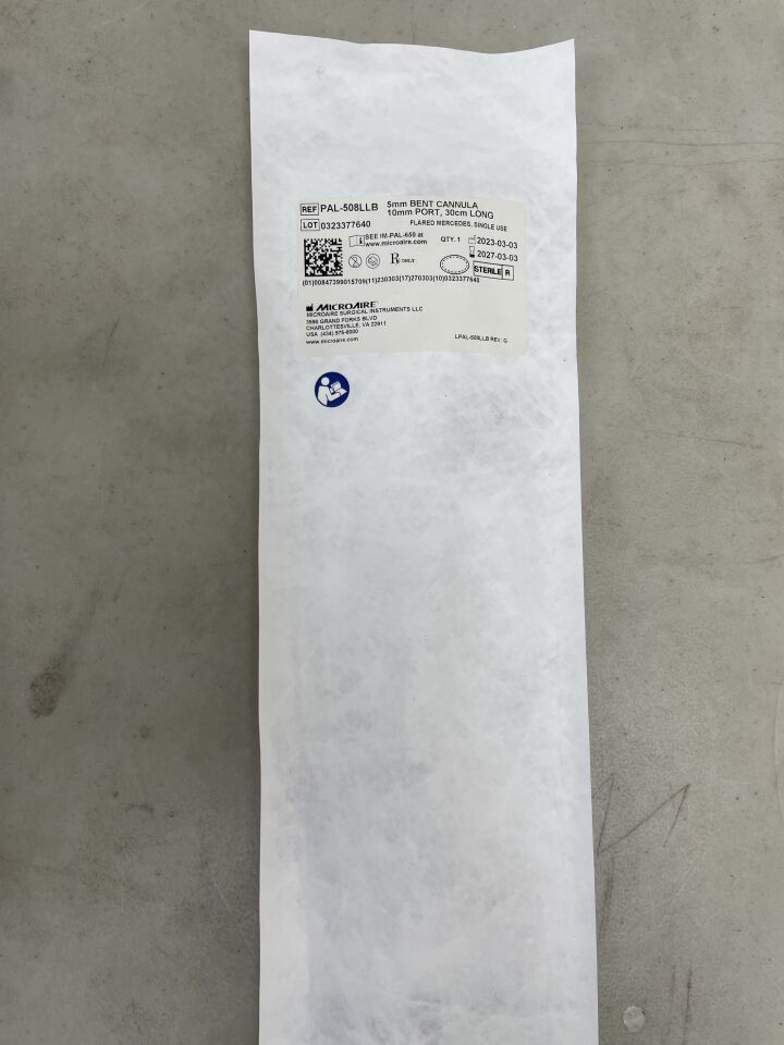 PAL-508LLB - MICRO-AIRE - Flared Mercedes Bent cannula, 5mm, 10mm slot, 30cm long, (EA) - ( Expiry Date: 2027-03-03 )