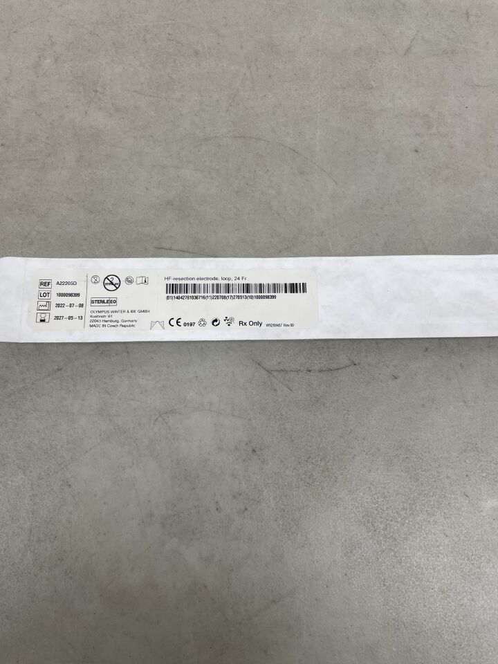 A22205D - OLYMPUS - HF Resection Electrode, Loop 24 Fr Size, 0.2 mm Wire, 30 Degree Angle
, () - ( Expiry Date: 2027-05-13 )