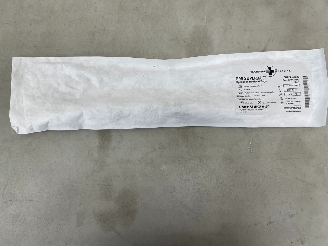 PNI0240 - PROGRESSIVE MEDICAL - PMI SUPERBAG Nylon Specimen Retrieval Bag w/Introducer, Medium 10mm/240ml, (EA) - ( Expiry Date: 2026-10-11 )