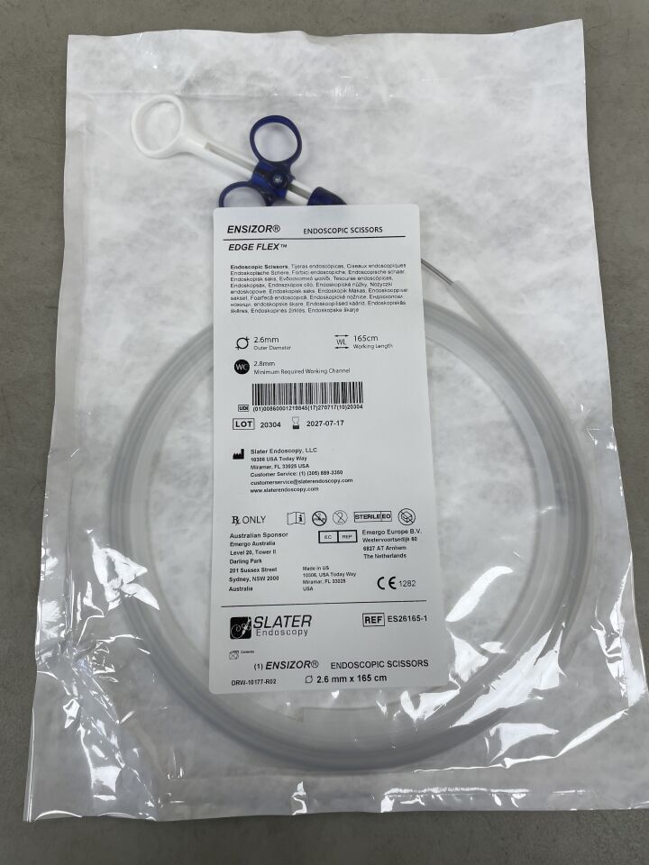 ES26165 - SLATER ENDOSCOPY - Ensizor Endoscopic Scissors 2.6mm x 2.8mm x 165cm, (EA)