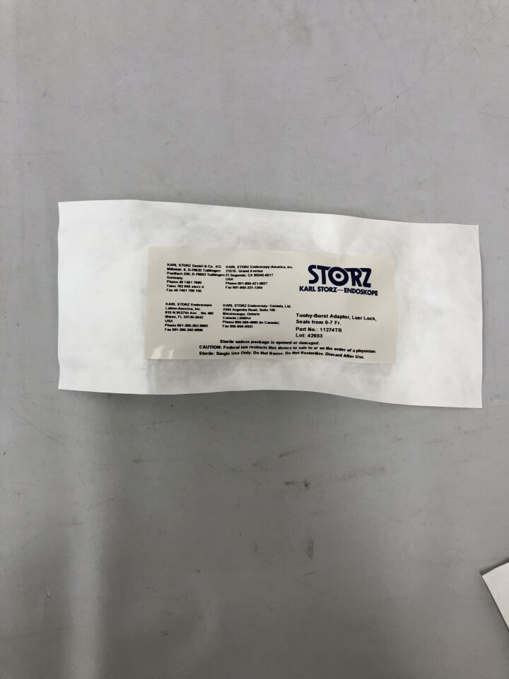 11274TB - STORZ - Tuohy-Borst Adaptor, Luer Lock, Seals from 0-7F , ( EA ) - ( Expiry Date : 2099-01-01 )