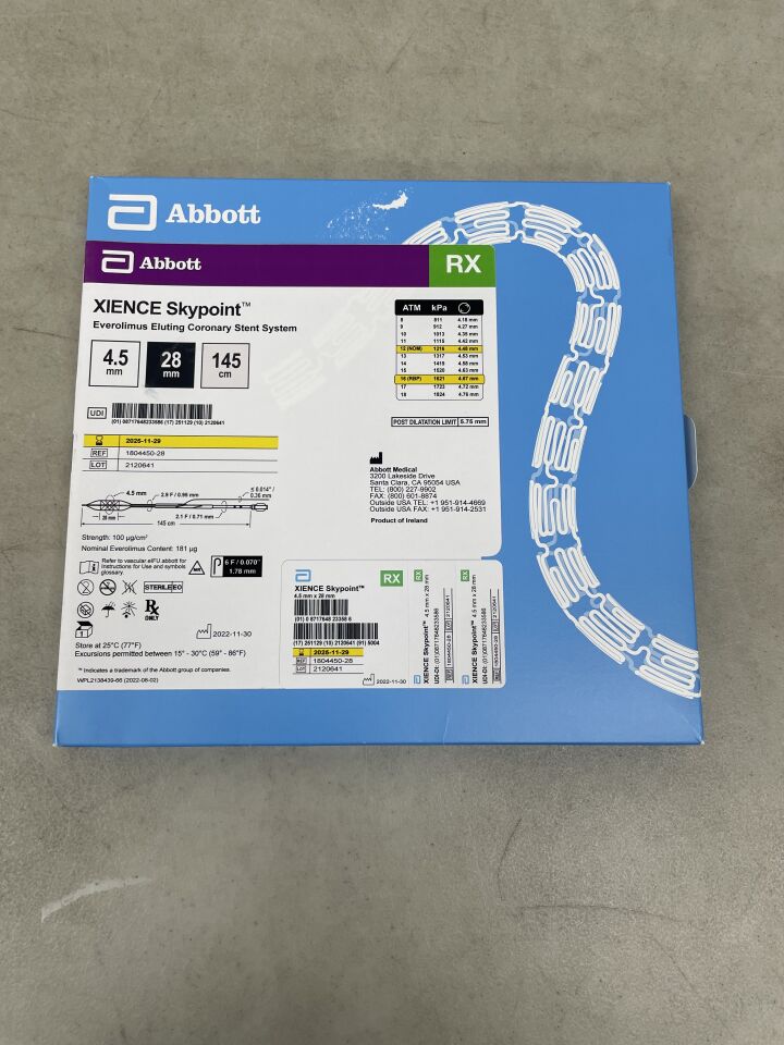 1804450-28 - ABBOTT - Xience Skypoint Everolimus Eluting Coronary Stent System - RX - 4.5mm x 28mm x 145cm, (BX/1) - ( Expiry Date: 2025-11-29 )