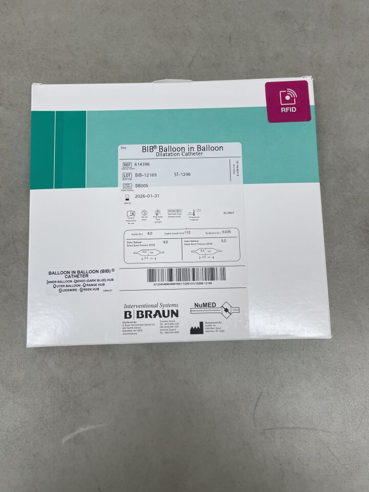 614396 - B BRAUN - BIB Balloon in Balloon Dilatation Catheter (BB005) - 10cm x 3cm x 8Fr, (BX/1) - ( Expiry Date: 2026-01-31 )