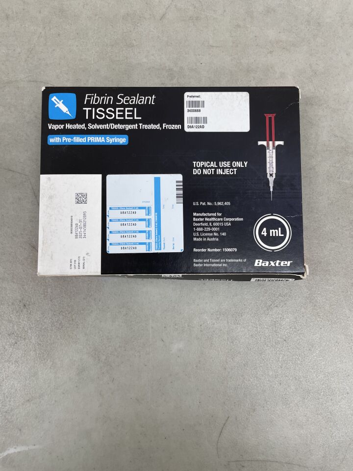 1506079 - BAXTER - Tisseel (Fibrin Sealant) 4ml w/Pre-Filled Prima Syringe (NOT FROZEN), (BX/1) - ( Expiry Date: 2025-07-31 )